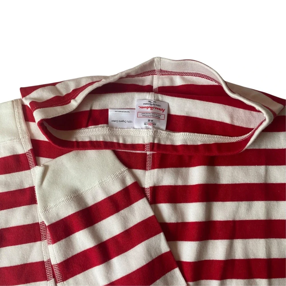 Hanna Andersson Kid Red Candy Cane Striped Organic Cotton Pajama Sz 12 Christmas